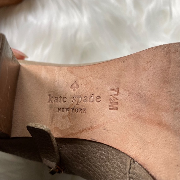 KATE SPADE LANISE BOW LEATHER BOOTS Neutral Beige 7.5M - Picture 9 of 14